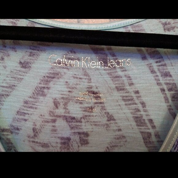 Calvin Klein Blue Patterned Cold Shoulder Short Sleeve Dress - Picture 4 of 4